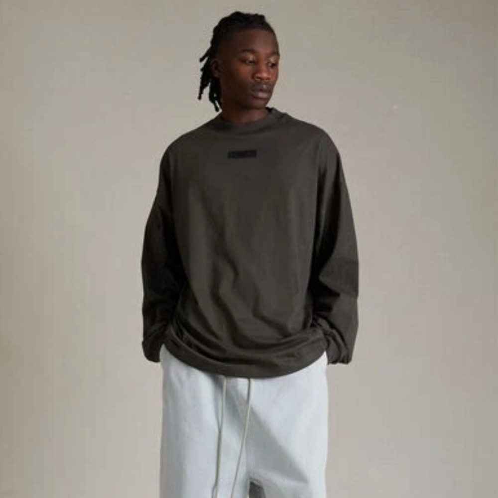 Fear Of God Essentials Ink Dark Grey Long Sleeve Shirt Size Large